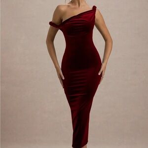 Club L London One Shoulder Burgundy Dress